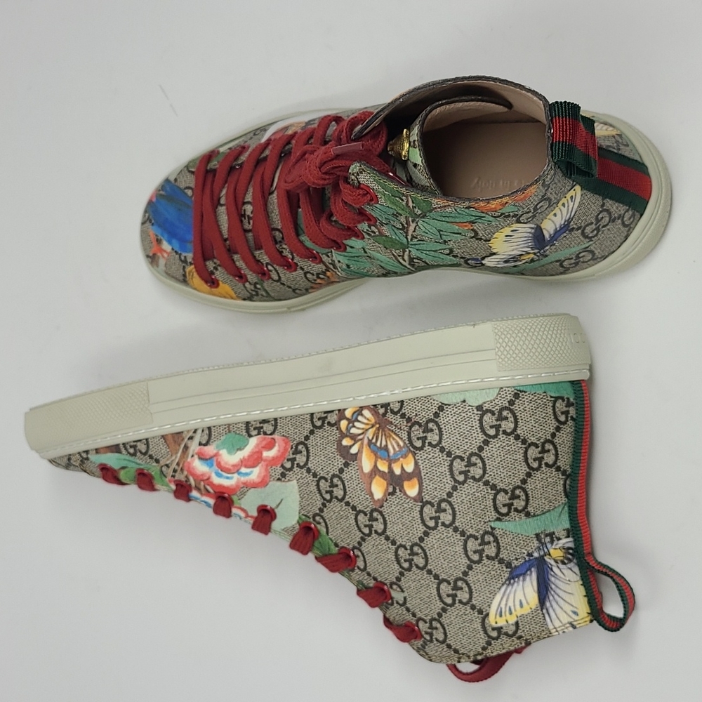 Gucci Unisex Coated Canvas High Top Sneaker Men's Size 5 G Women 9 - Picture 6 of 10